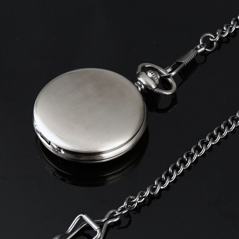 Antique Retro Mechanical Skeleton Steampunk Mens Pocket Watch Open Case Chain AU