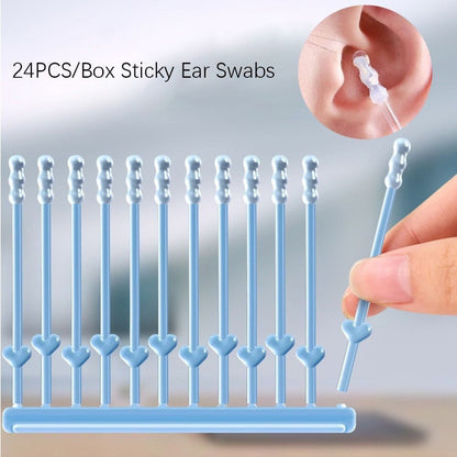 24PCS/Box Ear Cleaner Disposable Ear Swabs Sticky Earwax Remover Stick  Adults