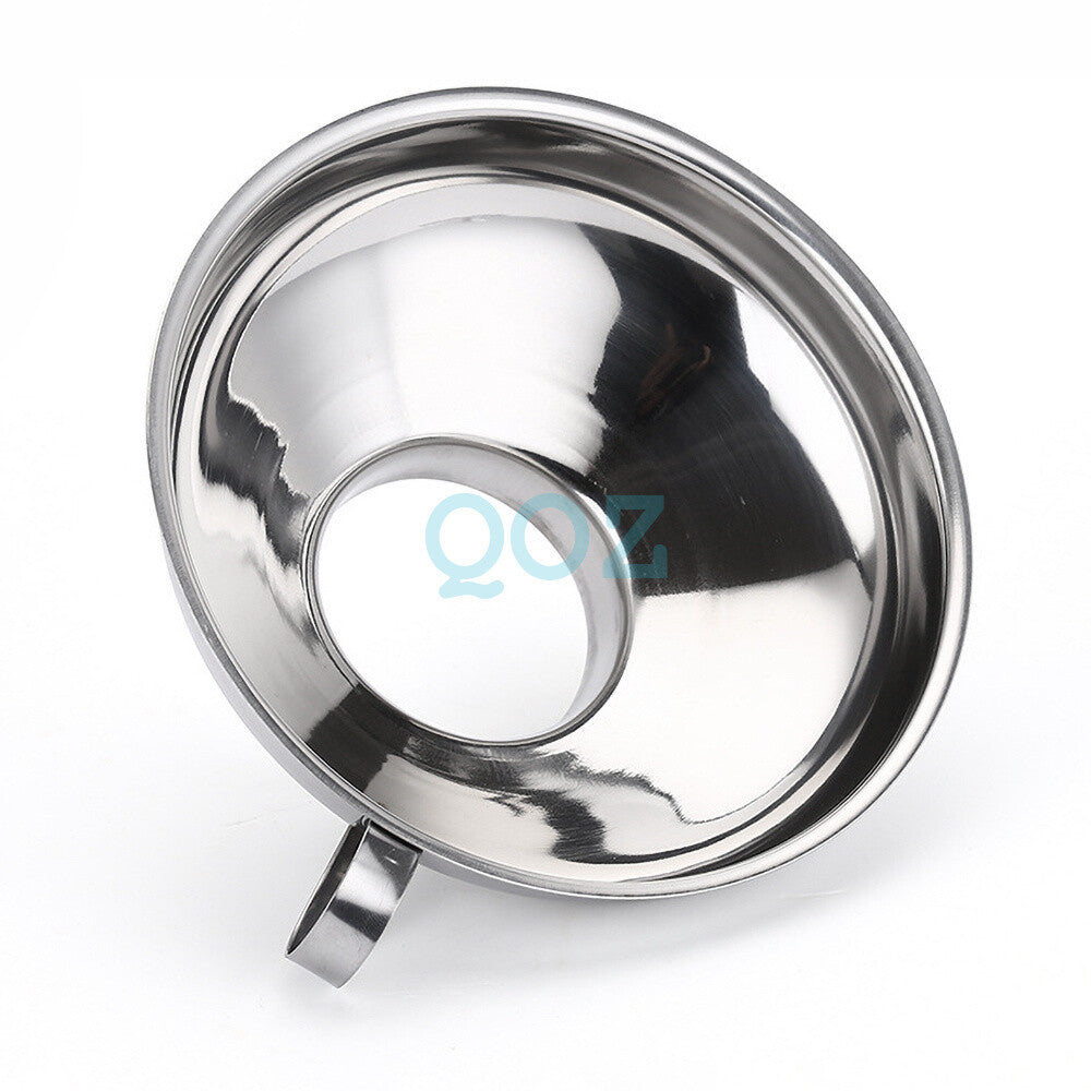 1/2pc Stainless Steel Funnel Hopper Filter Wide Mouth Canning Kitchen Detachable