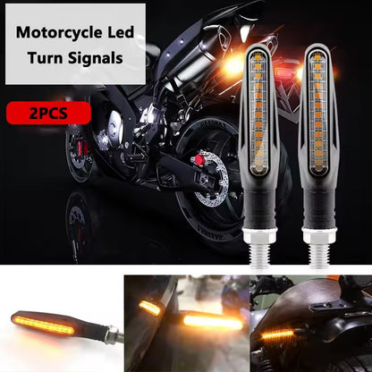 LED Sequential Motorcycle Indicators Flowing Turn Signals Motorbike Blinkers 12V