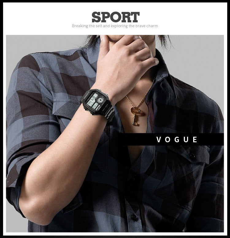 Men Digital LED Watch Date Waterproof Stainless Steel Military Sport Wrist Watch