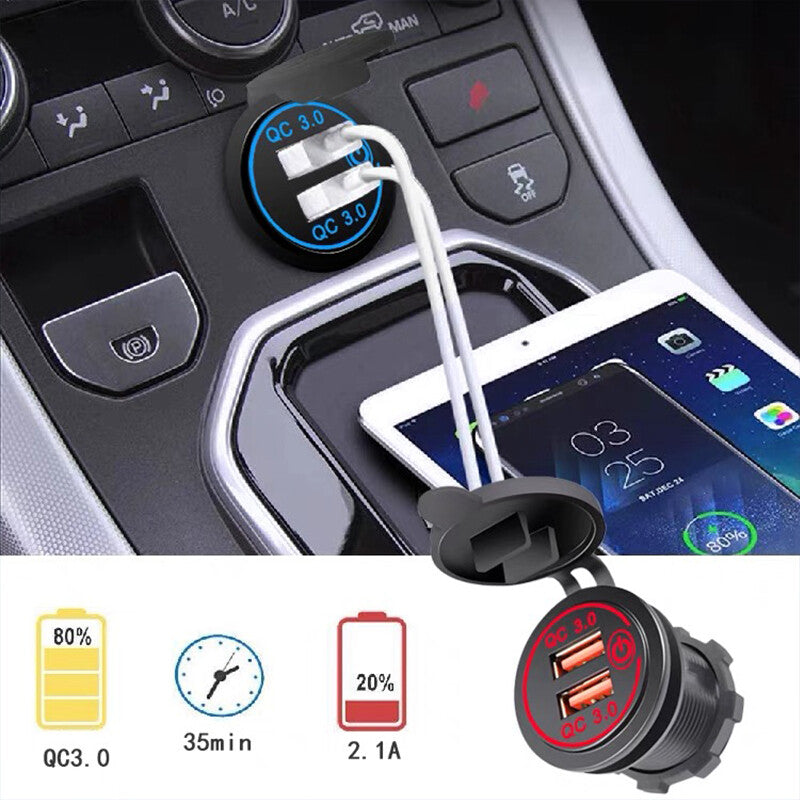 1× Car Dual USB 12V-24V Charger Quick Charge QC 3.0 Socket Power Outlet AU STOCK