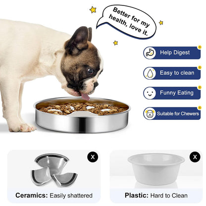 Feeder Bowl Stainless Dish Puppy Dog Pet Cat Slow Food Bowl Non-Slip Feeding AU