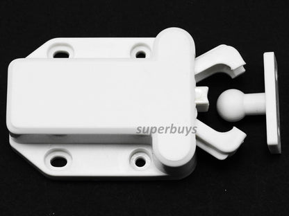 2 Set White Beetle Touch Latch Push In To Open Drawer Cabinet Door Catch Lock