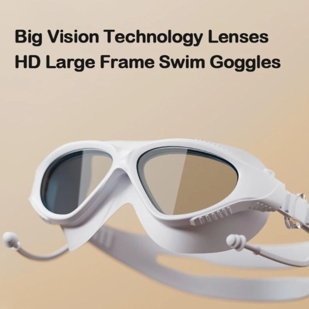 Swimming Goggles Adults Big Frame With Earplugs Swim Glasses Anti-fog Goggles