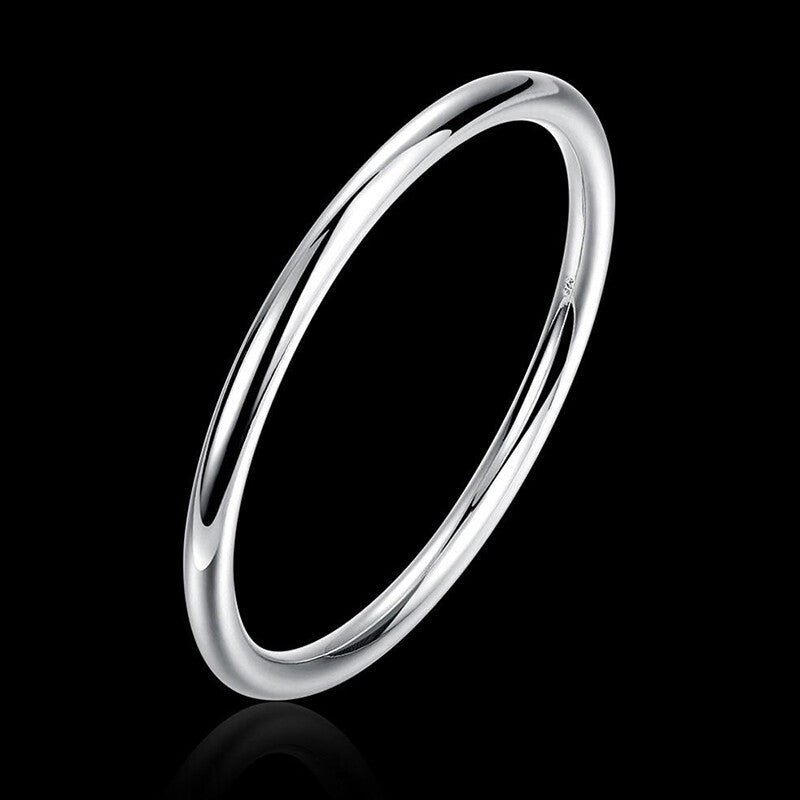 Women's 925 Sterling Silver Filled Solid 5.5mm Round Bangle Bracelet Stunning