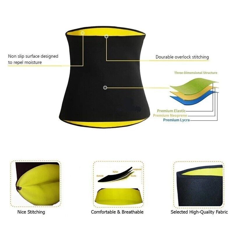 Hot Fit Body Shaper Slimming Belt Waist Trainer Tummy Trimmer Sweat Fat Burn OZ
