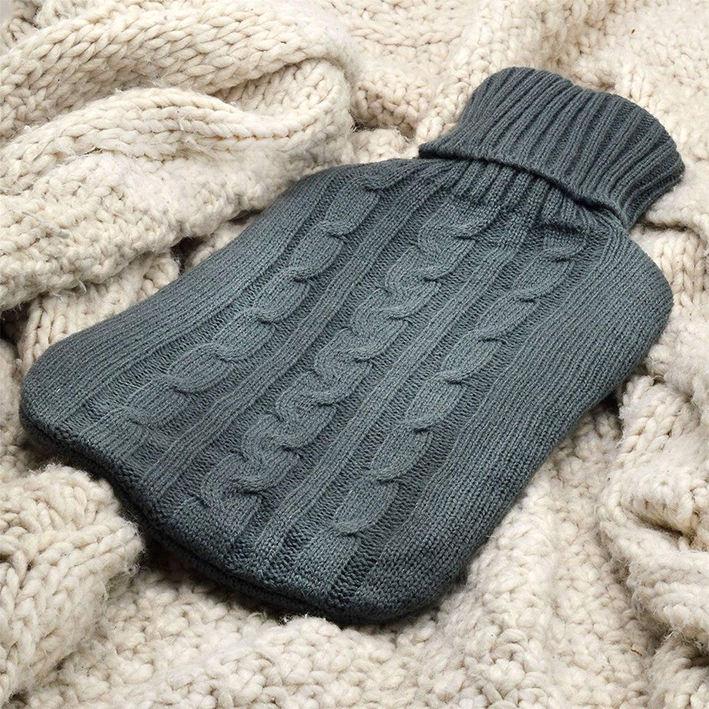 Hot Water Bottle with Knitted Cover Heat Hand Feet Warmer Rubber Warm Bag 2L