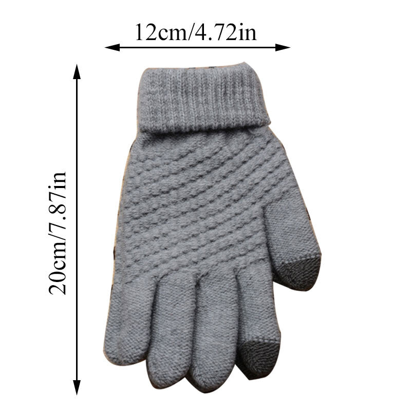 Unisex Winter Touch Screen Gloves Warm Crochet Knitted Wool Full Finger Mittens