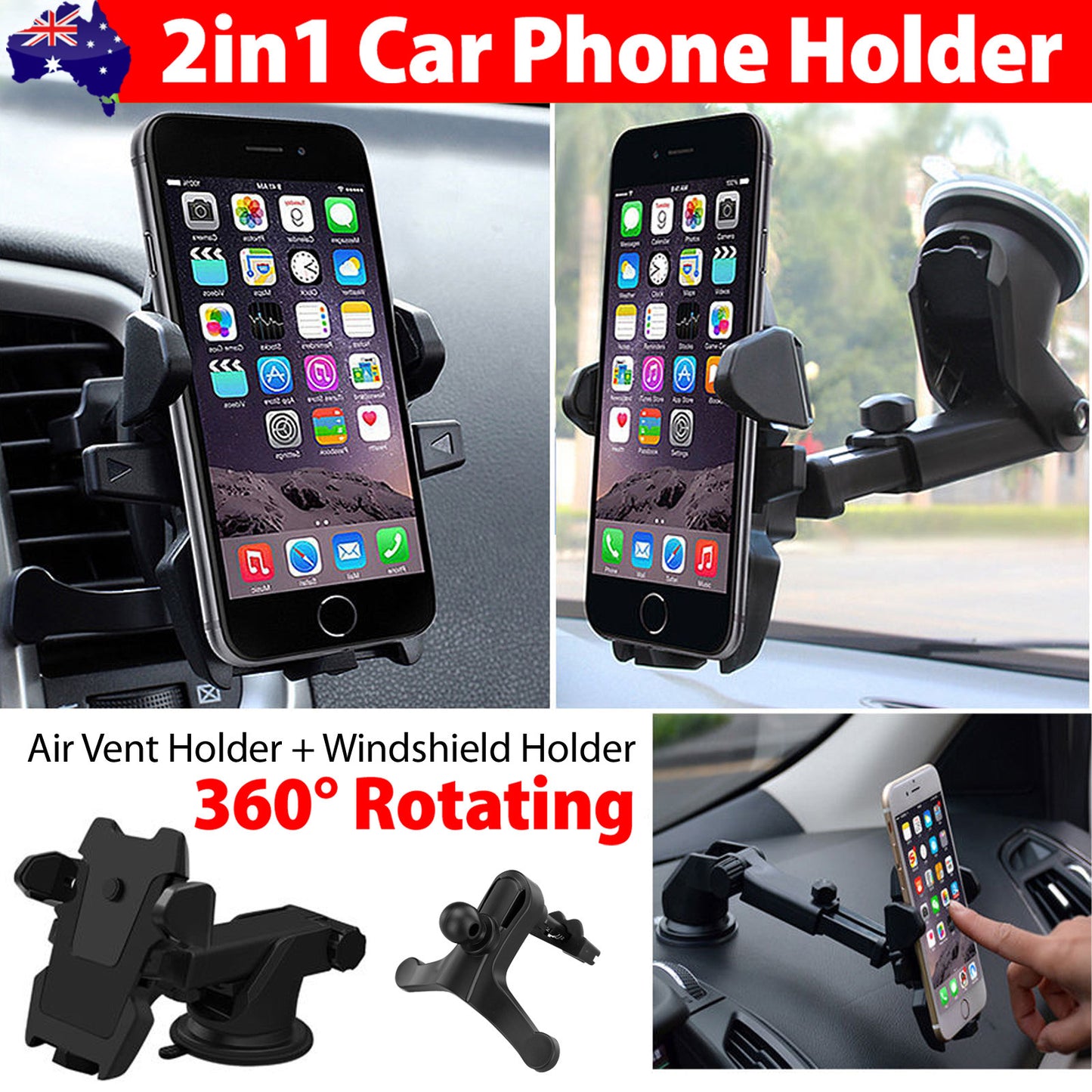 Universal 360° Windshield Car Mount Holder Phone Stand Compatible with GPS Mobile iPhone 17