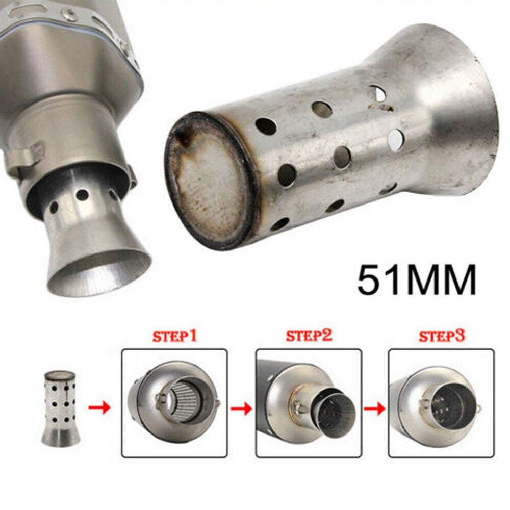 51MM Universal Motorcycle Exhaust Muffler Pipe Silencer Baffle DB Killer