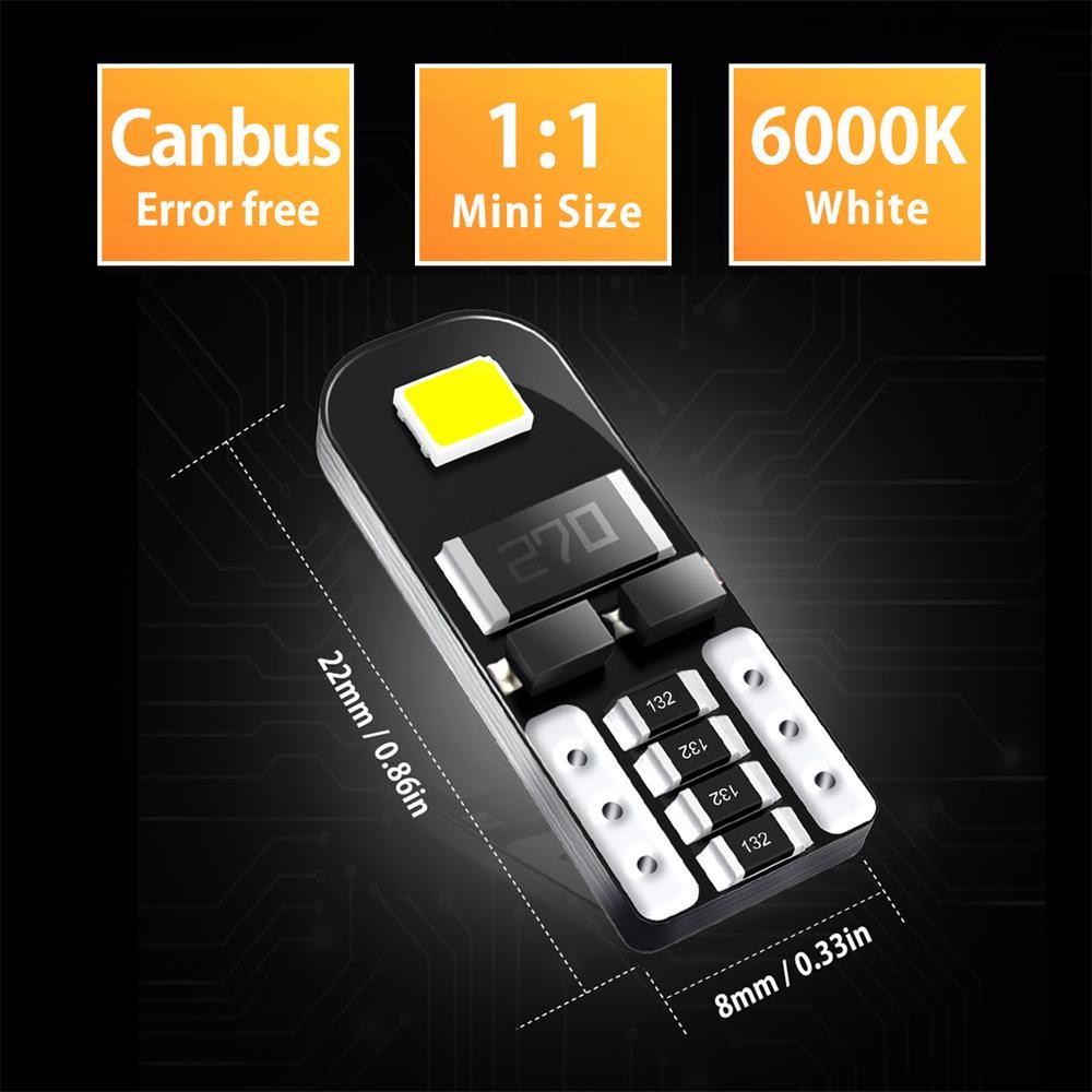10X AUXITO T10 194 168 W5W SMD LED White CANBUS Error Free Wedge Light Bulb 12V