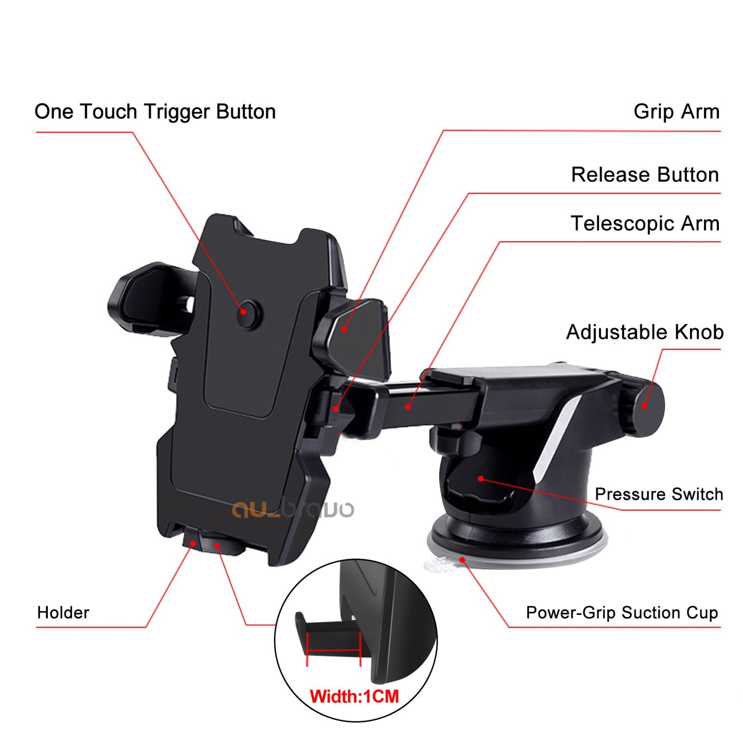 Universal 360° Windshield Car Mount Holder Phone Stand Compatible with GPS Mobile iPhone 17