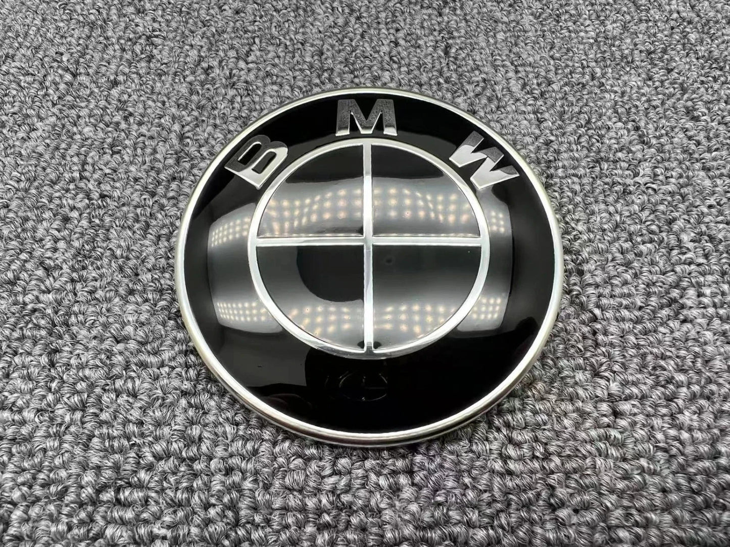 Genuine Style All Black 82mm Front 74mm Rear Emblem Badge With 2pcs Grommets