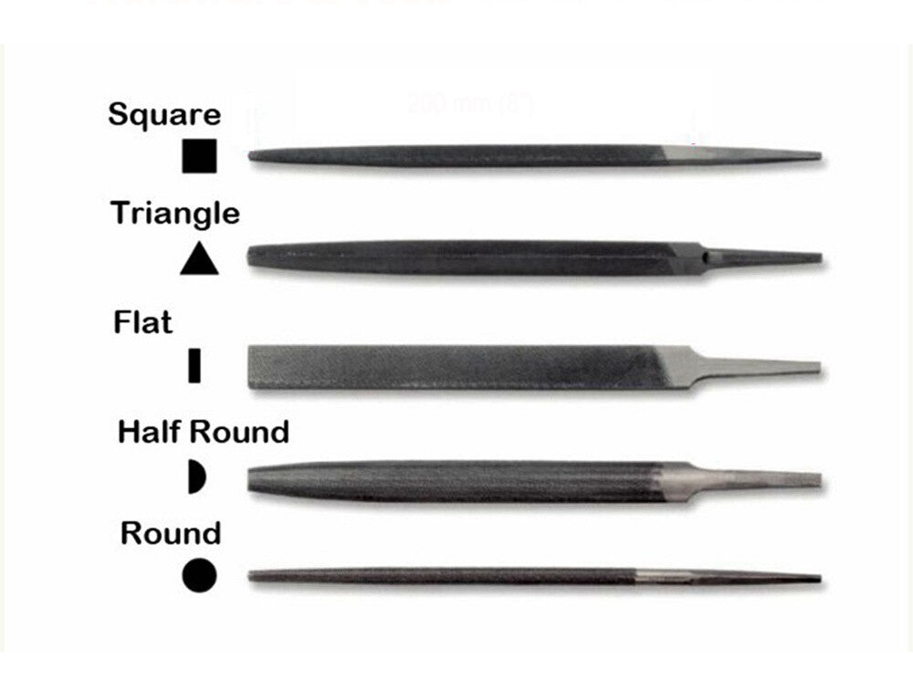 Industrial Steel Files Medium/Second Cut Flat/Round/HR/Triangle/Square:8"-14"