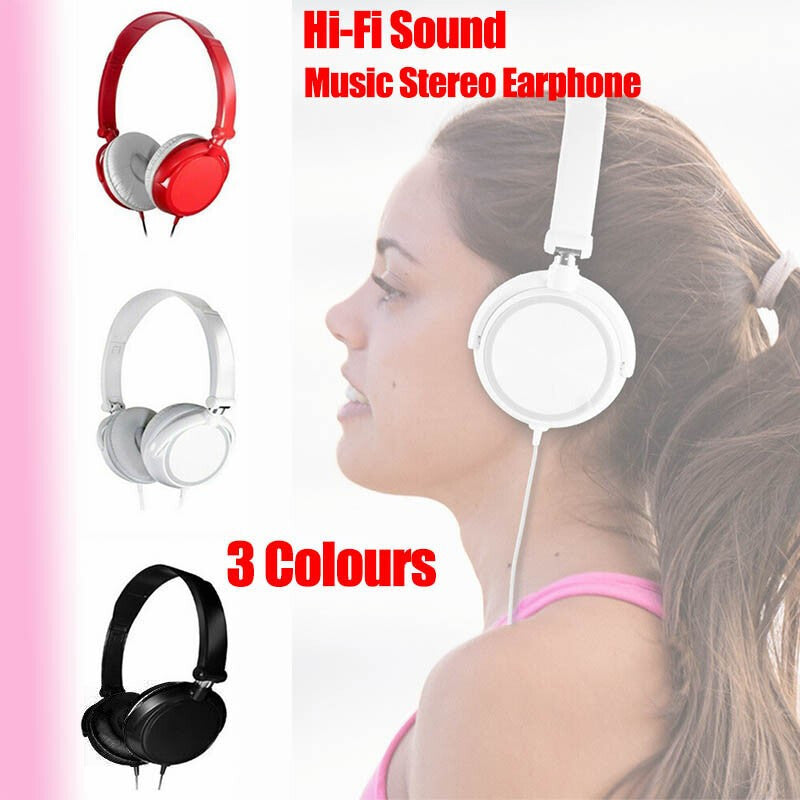 Over Ear Headphones Hi-Fi Stereo Noise-Cancelling Headsets Wired Earphones AU