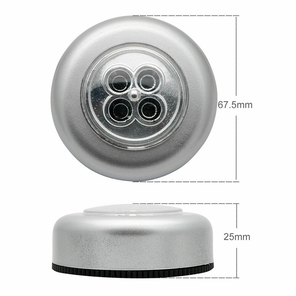4 LED Touch Push Button lamp Light Self-Stick Long Battery Life Down Spot Light