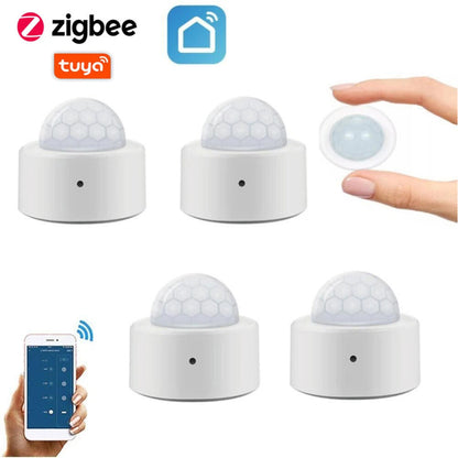 1-4PCS Tuya Zigbee Smart Mini PIR Motion Sensor Wireless Infrared Alarm Detector