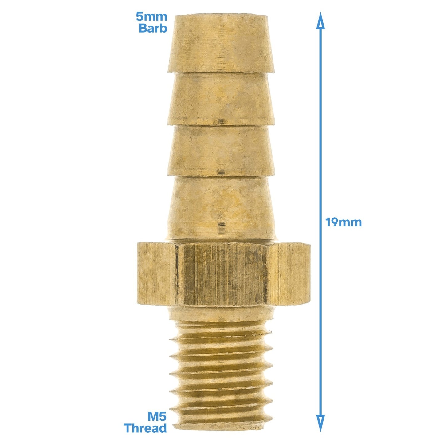 3pcs Brass 5mm Barb Hose To M5 Metric Male Threaded Pipe Fitting Tail Connector