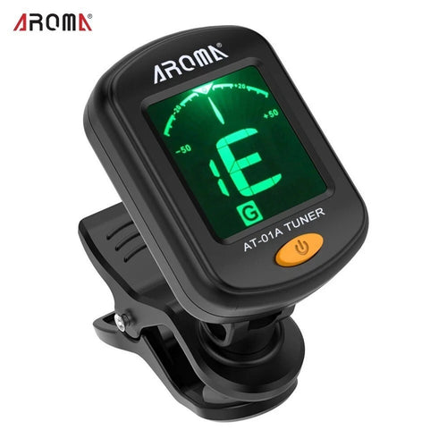 AROMA Guitar Tuner Clip-on LCD Display Chromatic Guitar Bass Ukulele Violin