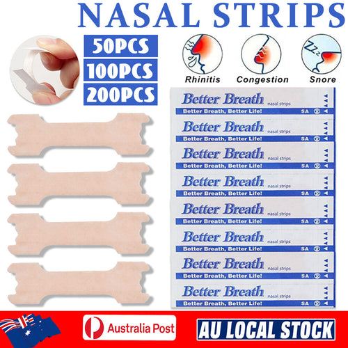 200 Pack Nasal Strips Help Breathe Better Stop Snoring Sleep Right Snore Less AU
