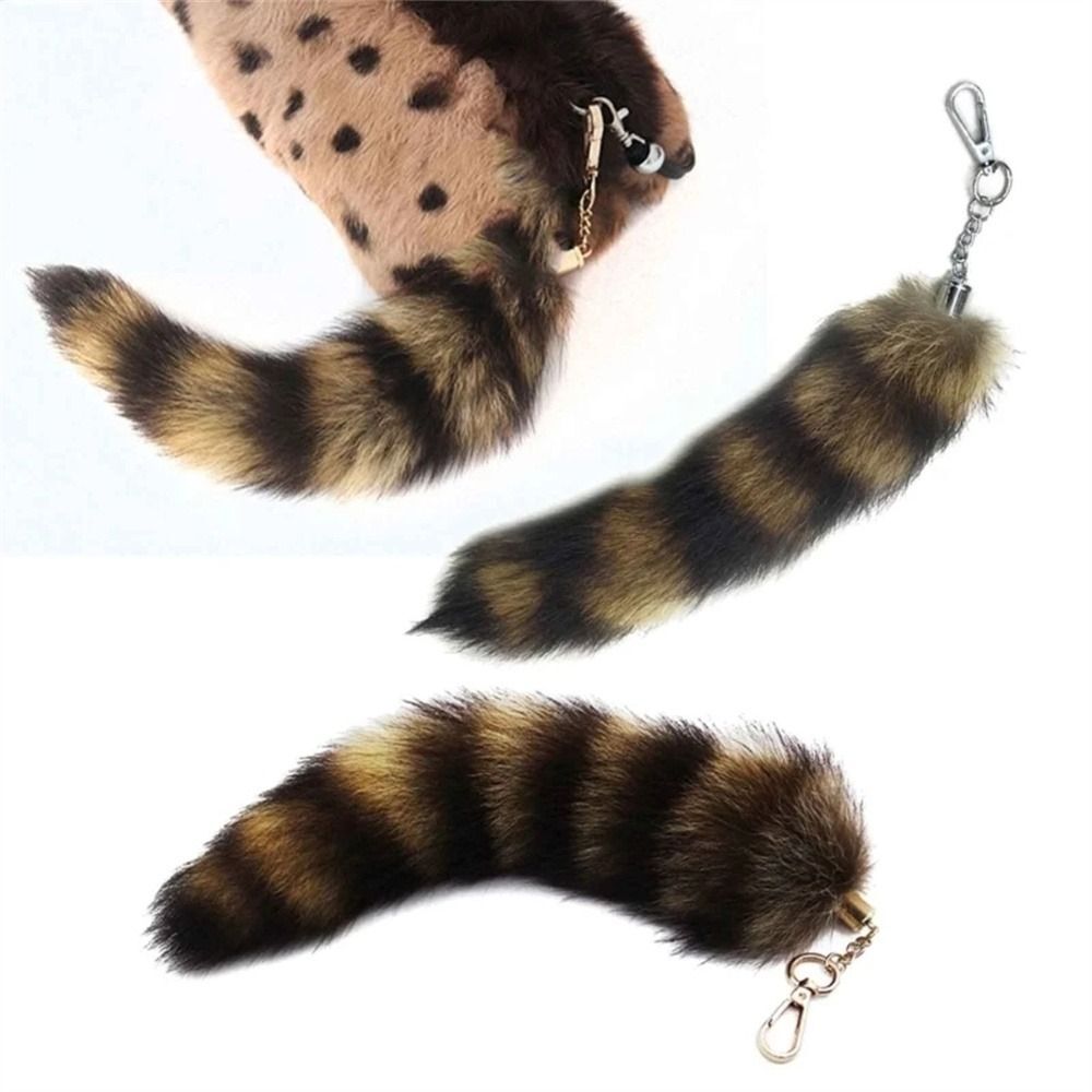 Therian Tail Plush Keychain Long Pendant Cosplay Tail Animal Car Keyring 28 40CM