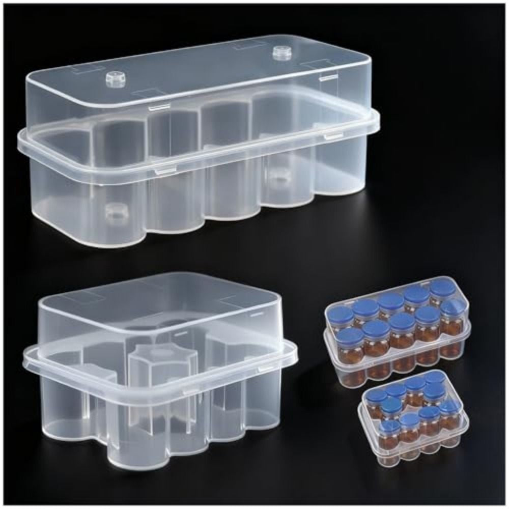 10-Slot Vial Storage Case Stackable Freezer Tube Box  Diabetic Supplies