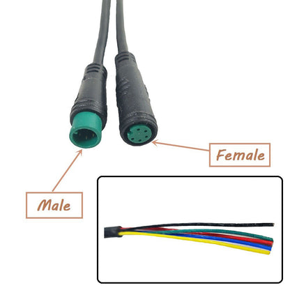 2 3 4 5 6Pin EBike Bicycle Female To/Male Connector Motor Extension Cable