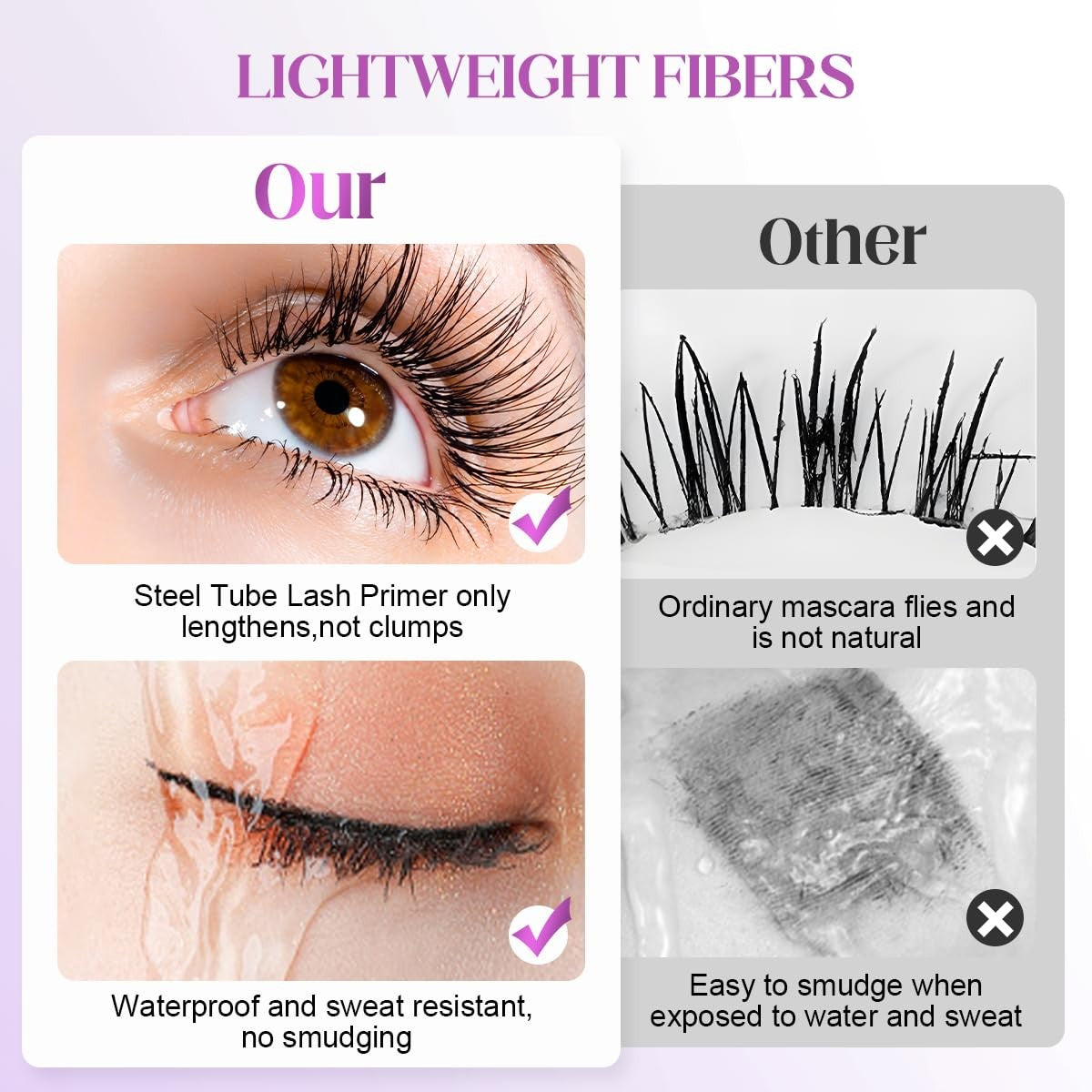 Washable Wand Mascara 3D Curling Waterproof Sweatproof Iron Mascara Long Lasting