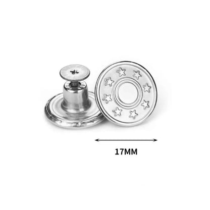 10Pcs Metal Jeans Buttons 17mm Replacement No-Sewing Screw Button Repair Kit
