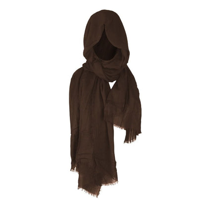 Mens Shawl with Hood Medieval Pirate Retro Hood Black/Brown Vintage Pirate Scarf