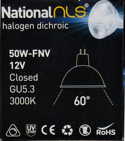 10 x 12V 50W MR16 Halogen Light Lamp Globes Bulb with Glass Cover Gu5.3 Dimmable