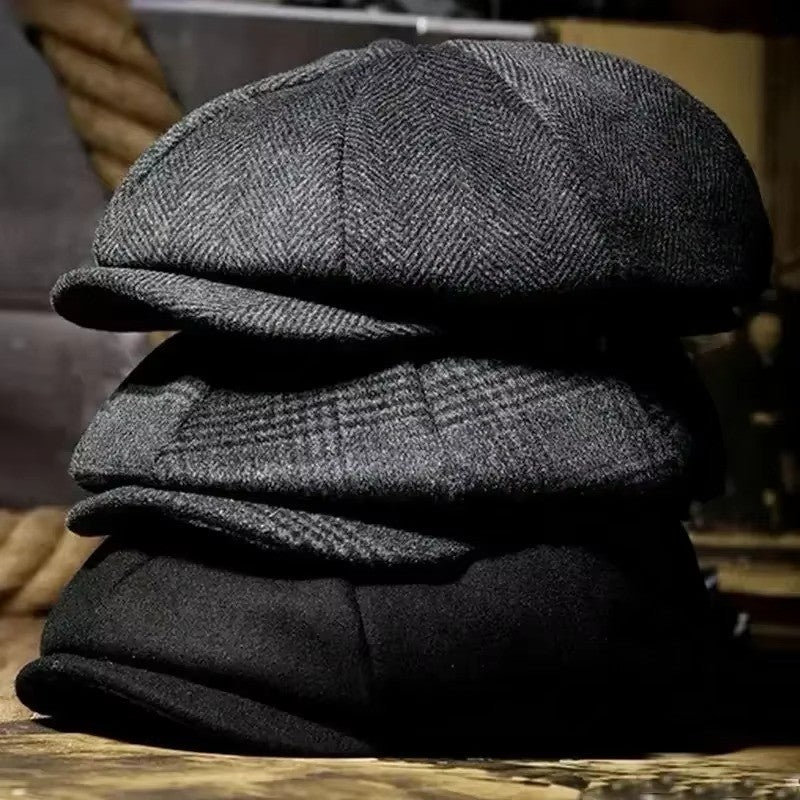 Mens 8 Panels Newsboy Flat Cap Peaky Blinders Baker Boy Golf Driving Beret Hat – Compatible with Golf