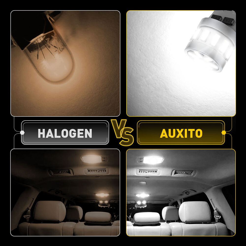 AUXITO 2X T10 W5W 6500K Super White Globe Front Head Park Light Bulb Glass Wedge