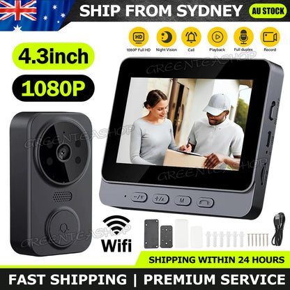 Wireless Video Door Bell WiFi Phone Intercom System with Monitor Doorbell Camera