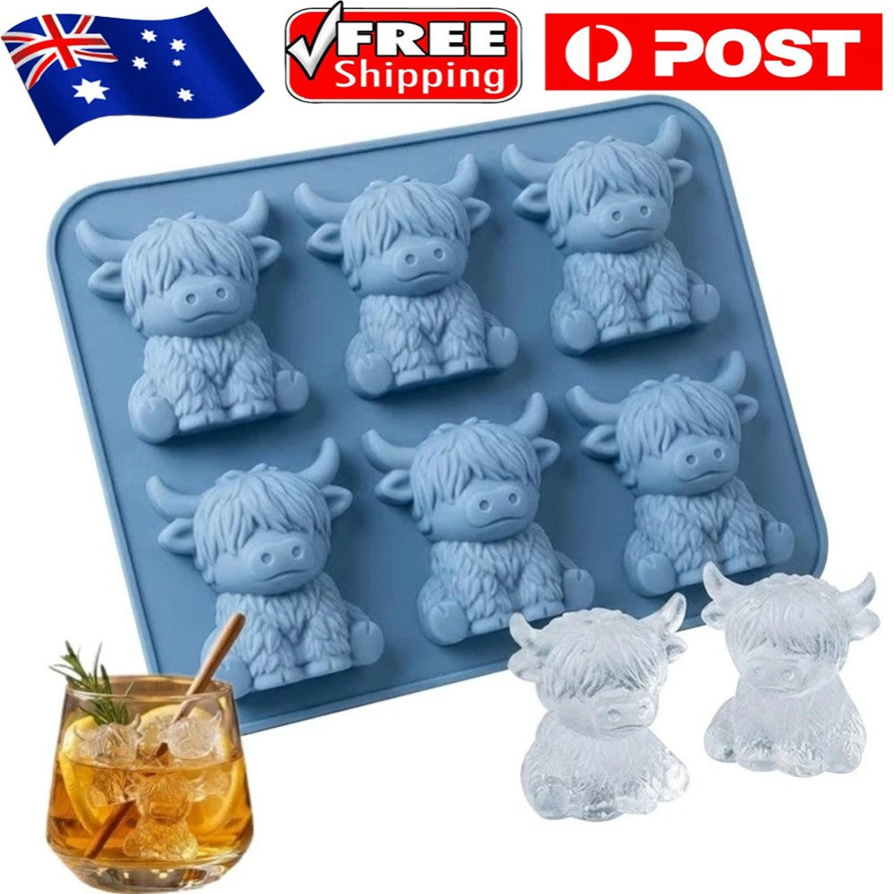 3D Highland Cow Ice Cube Tray Silicone Ice Ball Maker Mold for Whiskey Cocktails