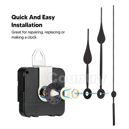 12pcs Wall Clock Quartz Movement Motor Mechanism Long Spindle Hands Repair Kit