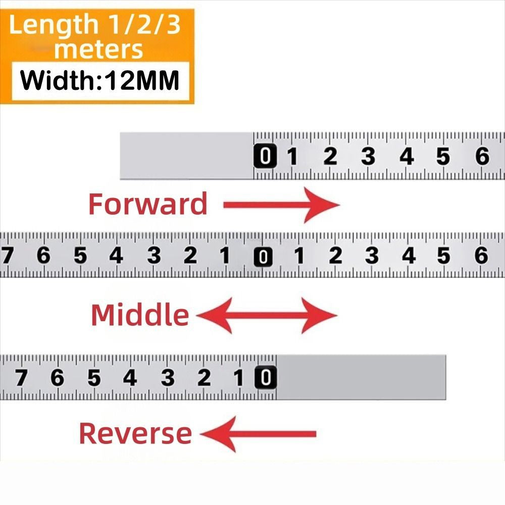 12MM Width Measuring Tape Self-Adhesive Workbench Ruler Metal Tape Measure