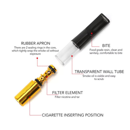 5pcs Filter Cigarette Holder Reusable Smoke Tar Filter Holder Reduce Smoke Tar