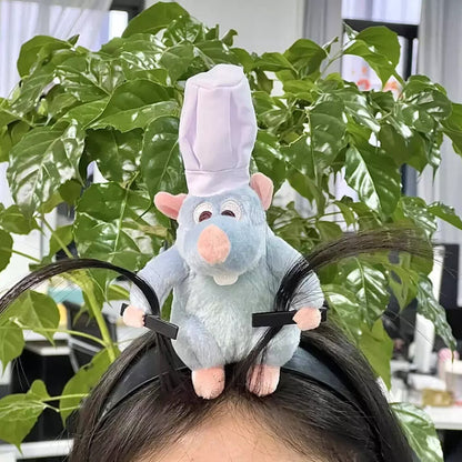2PCS Creativity Ratatouille Hairband CartooGVPlush Doll Headband French Hairpin