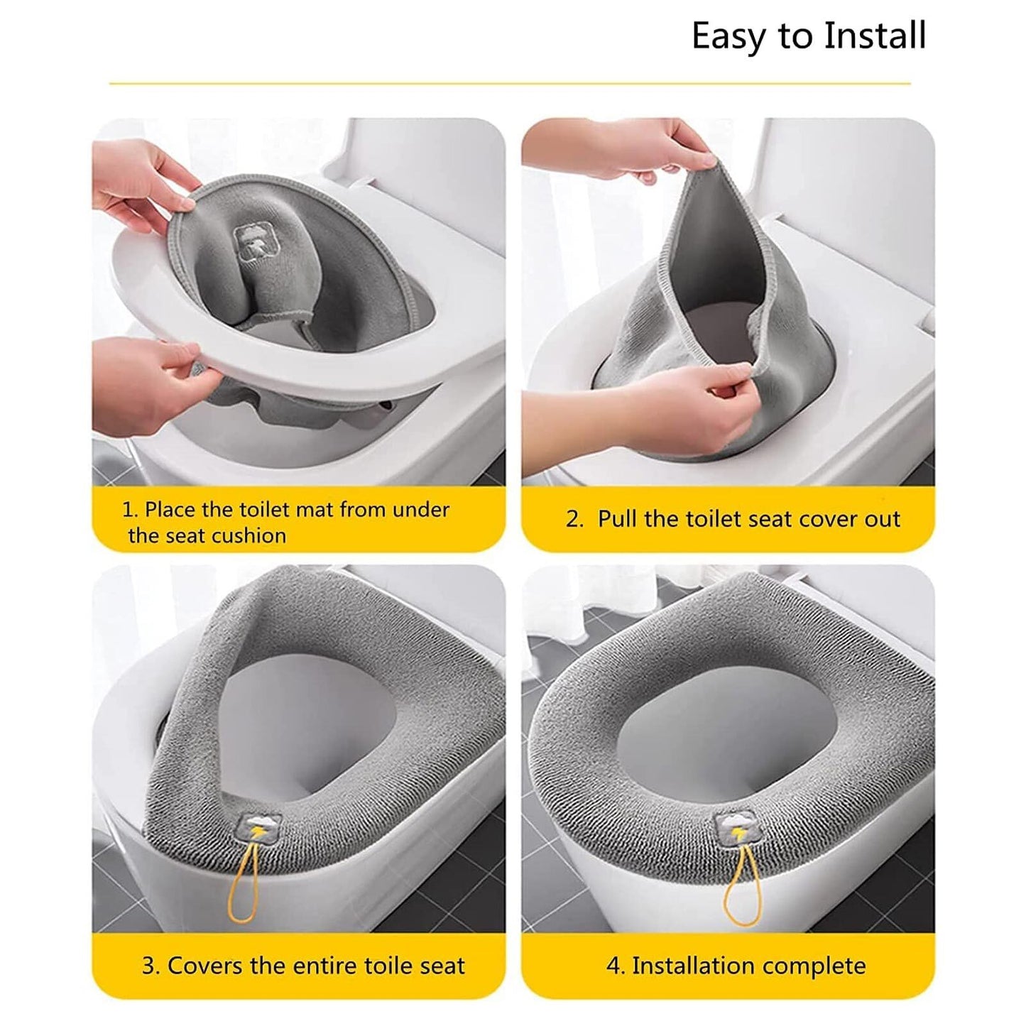 2x Soft Toilet Seat Bathroom Washable Warmer Cushion Mat Cover Pad Hook NEW Lid