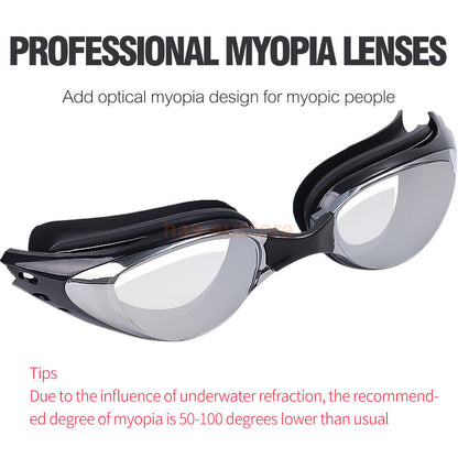 Prescription Swimming Goggles Myopia Adult Kids Quality Anti-fog to -10.0 NEW AU