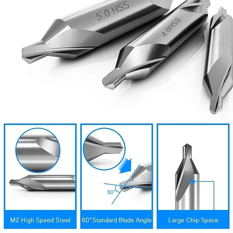 7PCS Center Drill Bit Set 60 Degree Countersink Lathe Metalworking Tools