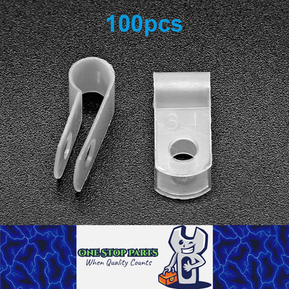 100 X White 6.4mm P Clamps Cable saddle clips R-Type Nylon Plastic Clamps 100pcs