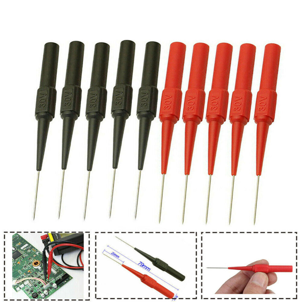 10X Multimeter Testing Lead Fluke Extention Back Probes Sharp Needles Micro Pins