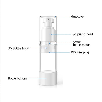 10Pcs 15-100ml Airless Lotion Cream Pump Refillable Empty Bottle Clear Travel