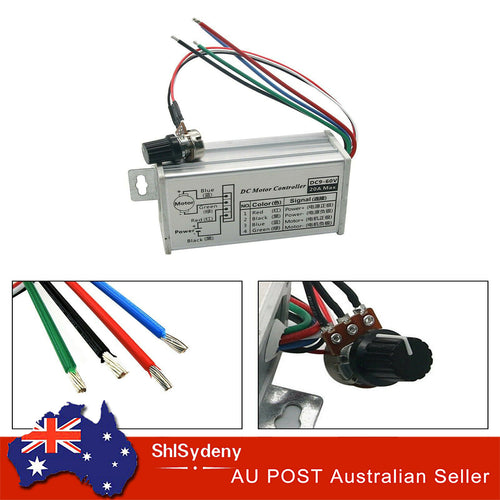 12V 24V Max 20A PWM DC Motor Stepless Variable Speed Control Controller Switch