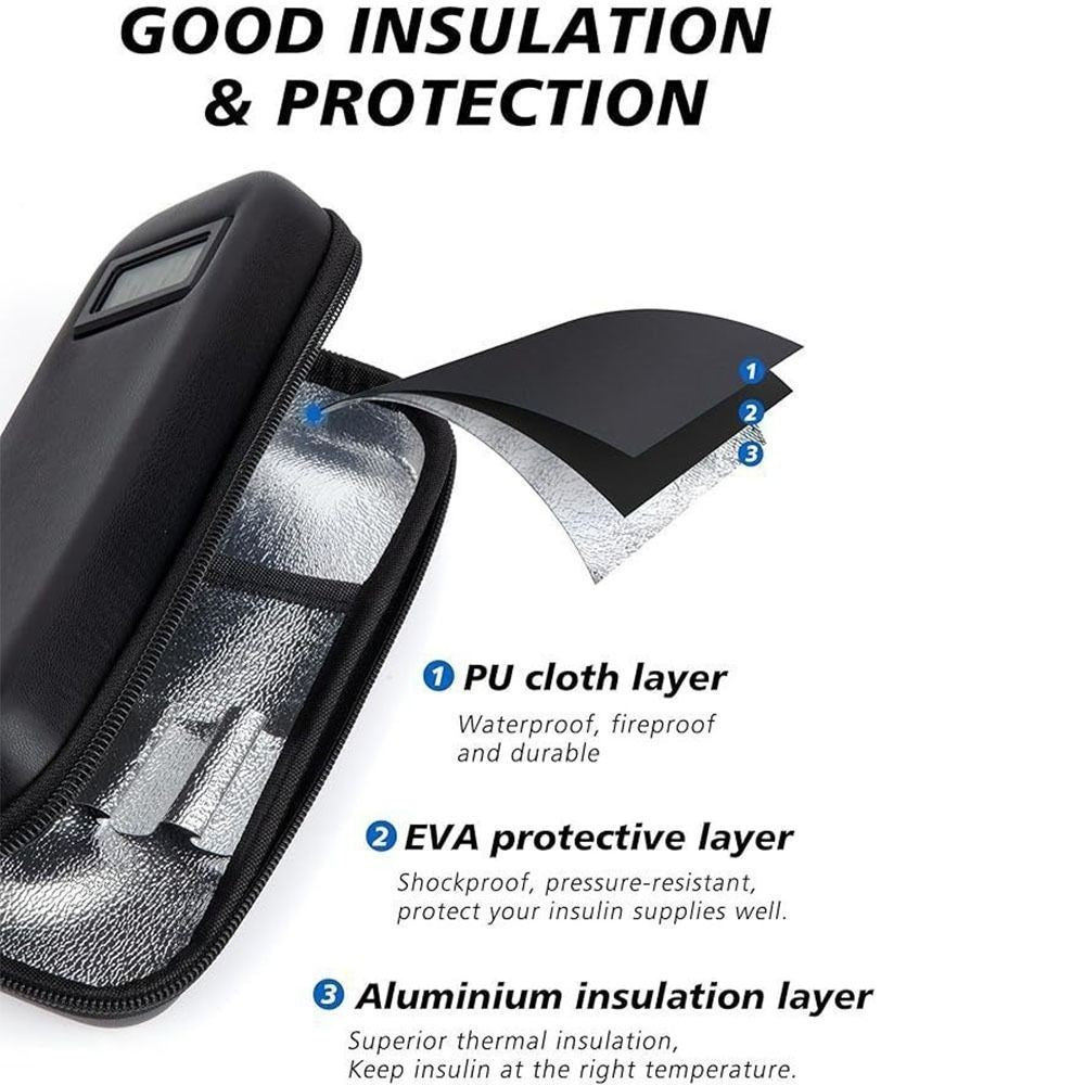 Insulin Cooler Travel Case Temperature Display Refrigerated Medicine Cooling Bag