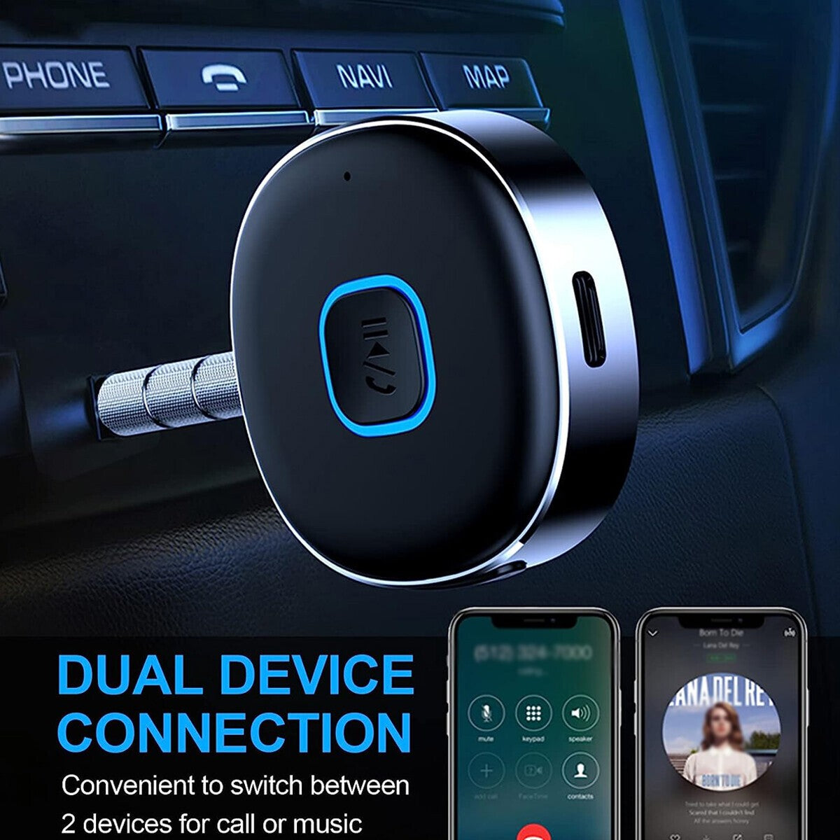 Bluetooth Receiver 3.5mm Aux Car Adapter Wireless Audio Receiver for Home Stereo