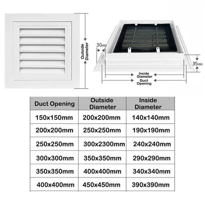 Square Air Vent Grille Aluminum Alloy Gable Wall Shed Vent  Attics
